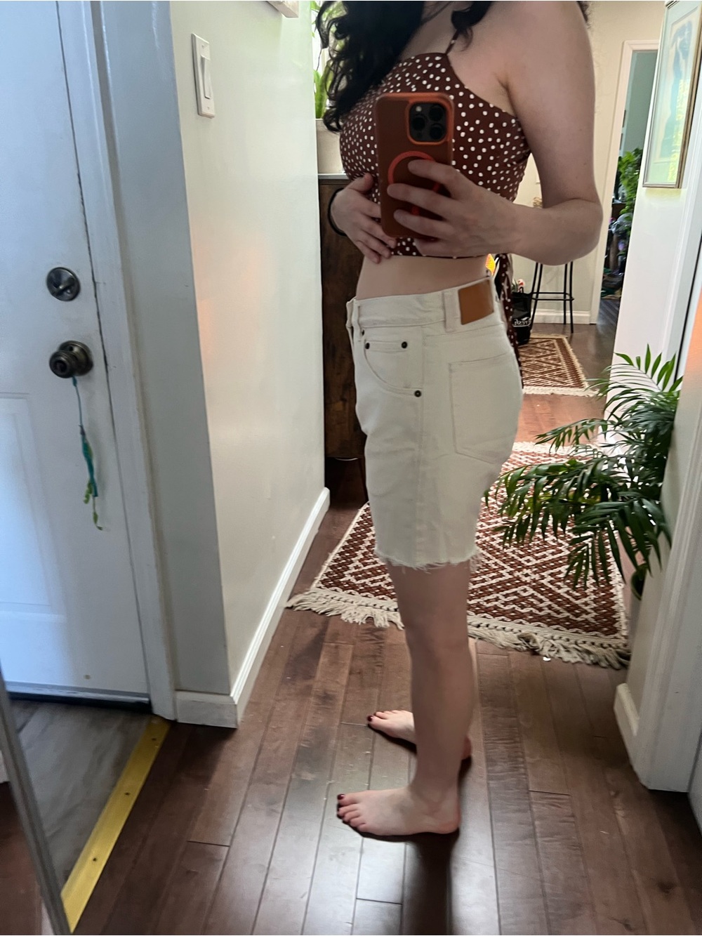 Men's Cream Cutoff Denim Shorts
